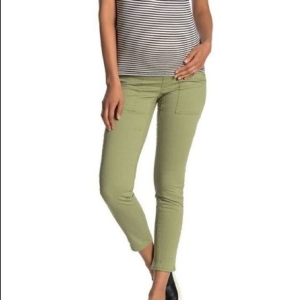 Seven7 Olive Green Skinny Ankle Maternity Pants Over Belly Utility Size 8 NWOT